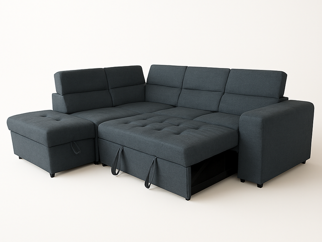 New Sutton Left Chaise Sofa Bed - Dark Grey