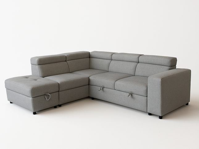 New Sutton Left Chaise Sofa Bed - Light Grey