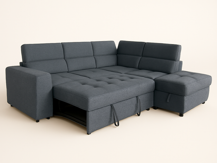 New Sutton Right Chaise Sofa Bed- Dark Grey