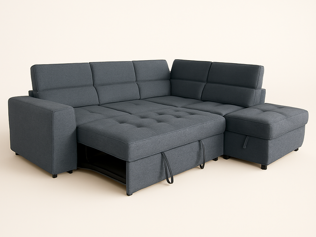 New Sutton Right Chaise Sofa Bed- Dark Grey