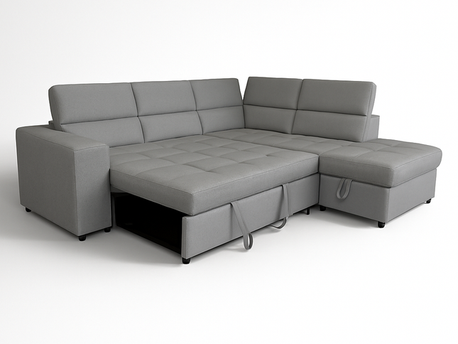 New Sutton Right Chaise Sofa Bed - Light Grey