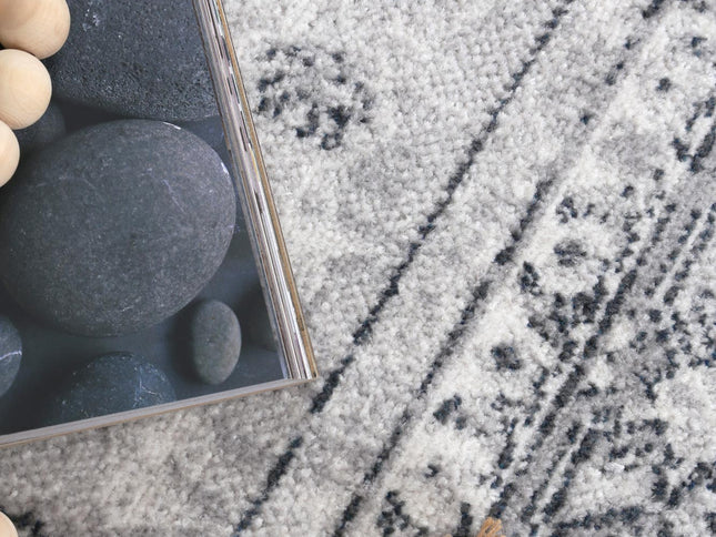 Oporto Mundra Grey Tribal Soft Rug
