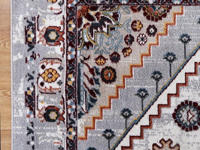 Oporto Santos Grey & Rust Traditional Soft Rug