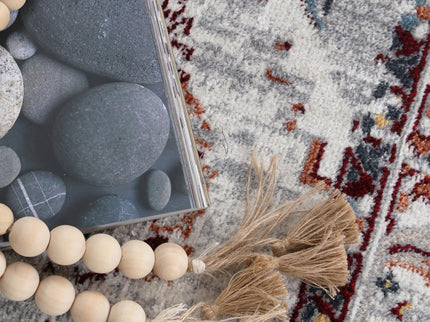 Oporto Santos Grey & Rust Traditional Soft Rug