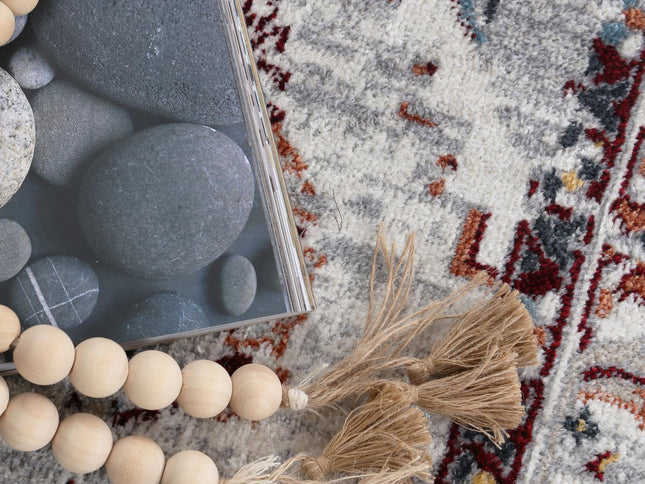 Oporto Santos Grey & Rust Traditional Soft Rug
