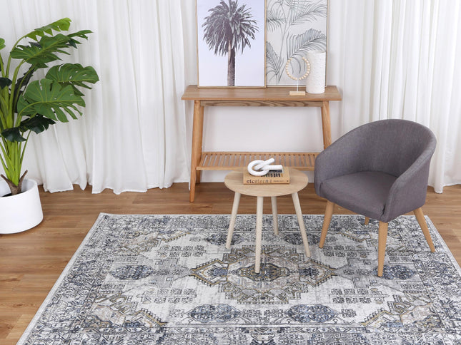 Oporto Taicang Blue & Grey Traditional Soft Rug