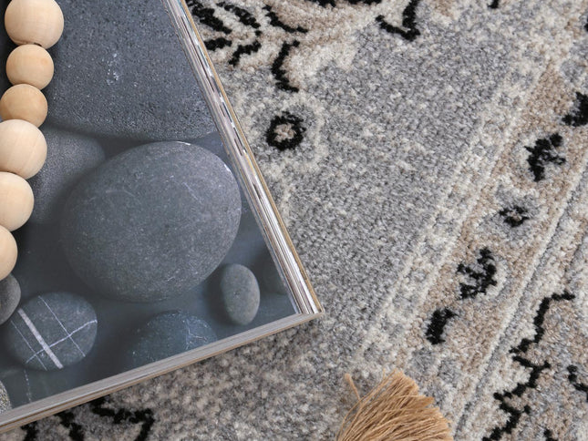 Oporto Hamburg Grey Traditional Soft Rug