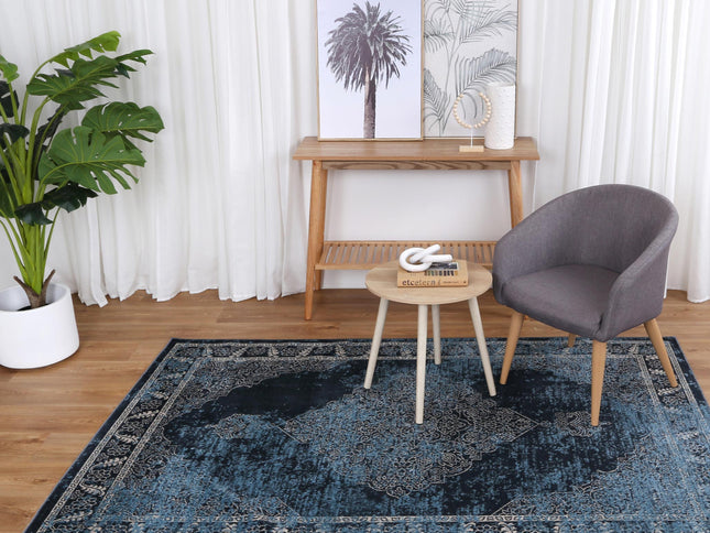Oporto Algeciras Blue Transitional Soft Rug