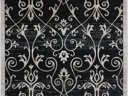Oporto Rizhao Black & Cream Contemporary Soft Rug