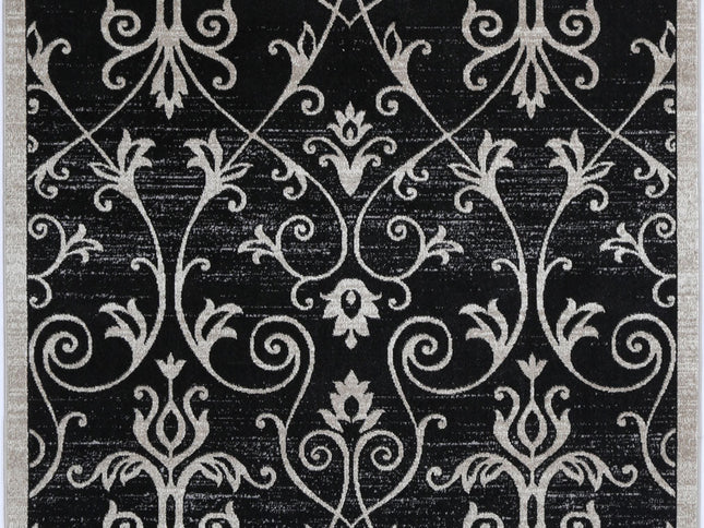 Oporto Rizhao Black & Cream Contemporary Soft Rug