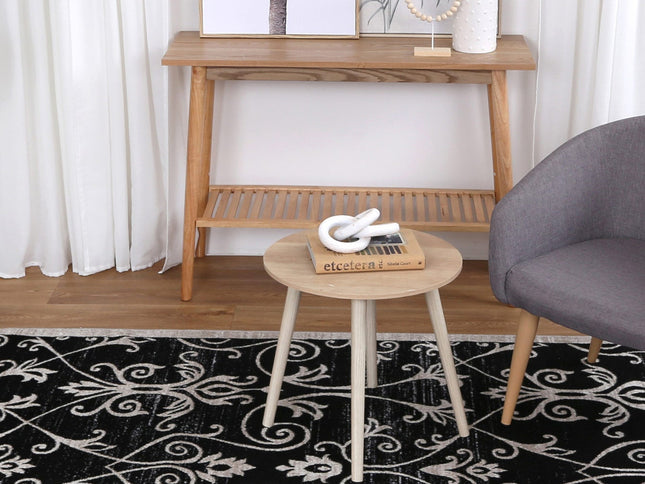 Oporto Rizhao Black & Cream Contemporary Soft Rug
