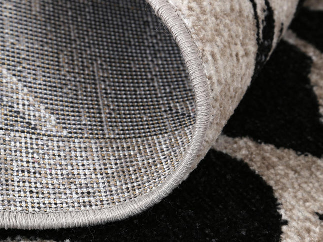 Oporto Rizhao Black & Cream Contemporary Soft Rug