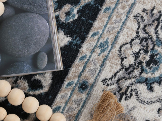 Oporto Salalah Blue Traditional Soft Rug