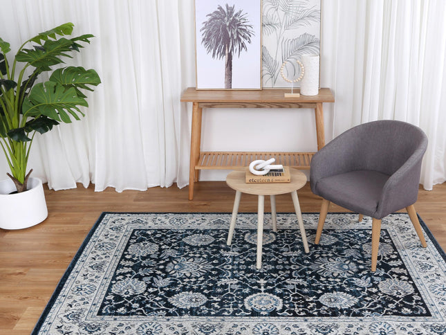 Oporto Salalah Blue Traditional Soft Rug
