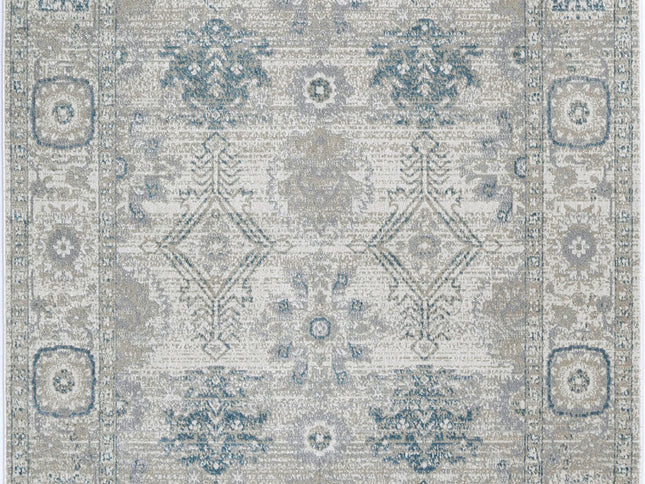 Oporto Antwerp Cream & Blue Traditional Soft Rug
