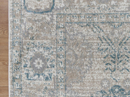 Oporto Antwerp Cream & Blue Traditional Soft Rug