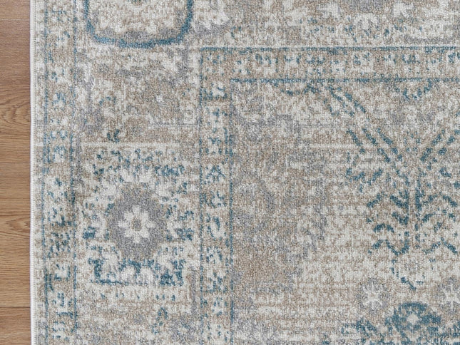 Oporto Antwerp Cream & Blue Traditional Soft Rug