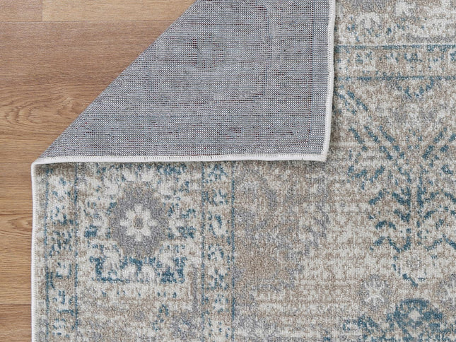 Oporto Antwerp Cream & Blue Traditional Soft Rug