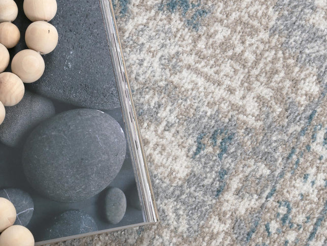 Oporto Antwerp Cream & Blue Traditional Soft Rug