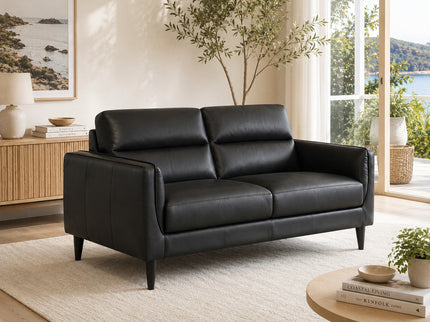 Pearce 2.5 + 2 Seater Leather Lounge Suite - Black