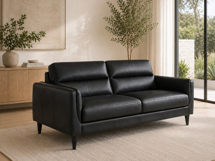 Pearce 2.5 + 2 Seater Leather Lounge Suite - Black