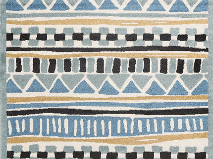 Piccolo Blue and Yellow Tribal Kids Rug
