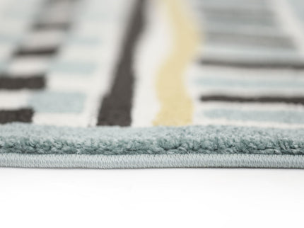 Piccolo Blue and Yellow Tribal Kids Rug