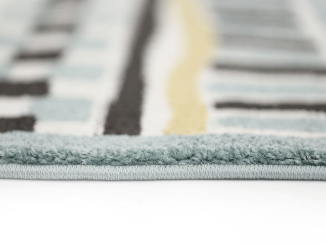 Piccolo Blue and Yellow Tribal Kids Rug