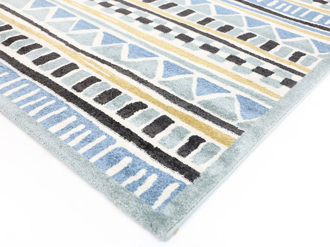 Piccolo Blue and Yellow Tribal Kids Rug