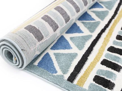 Piccolo Blue and Yellow Tribal Kids Rug