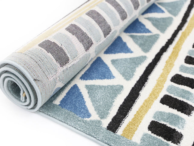 Piccolo Blue and Yellow Tribal Kids Rug