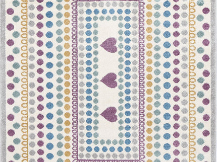Piccolo Multi Colour and Pink Polka Dot Love Heart Kids Rug
