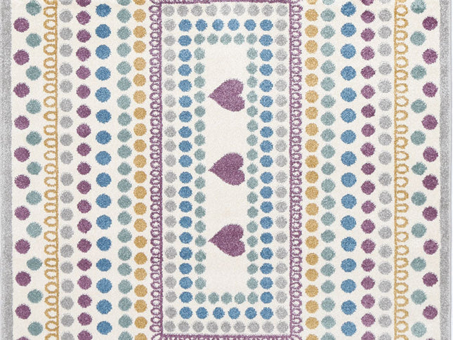 Piccolo Multi Colour and Pink Polka Dot Love Heart Kids Rug