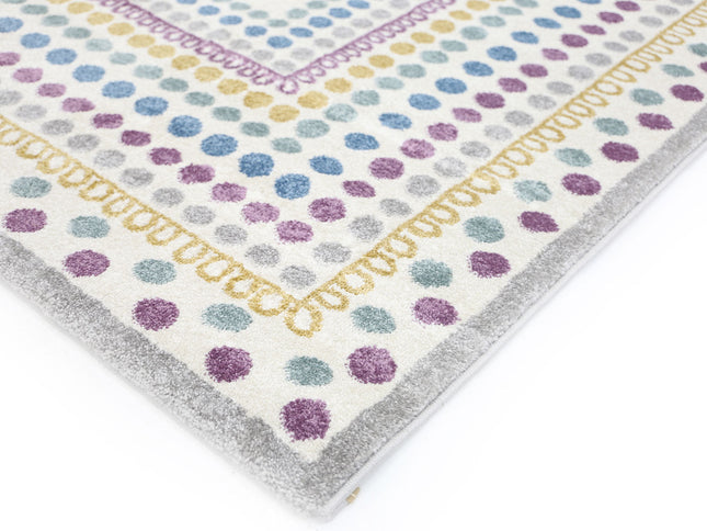 Piccolo Multi Colour and Pink Polka Dot Love Heart Kids Rug