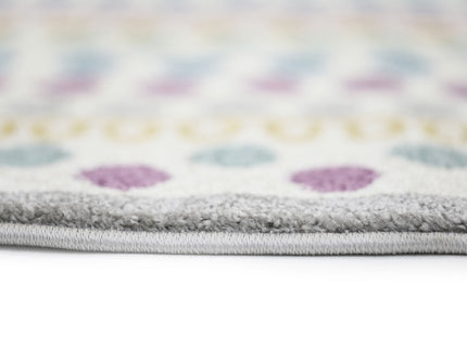 Piccolo Multi Colour and Pink Polka Dot Love Heart Kids Rug