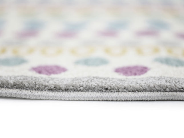 Piccolo Multi Colour and Pink Polka Dot Love Heart Kids Rug