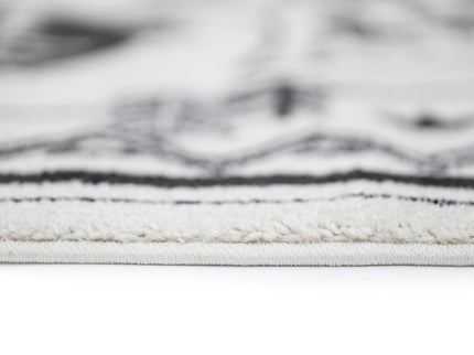 Piccolo Black and White Kids Camping Adventure Kids Rug