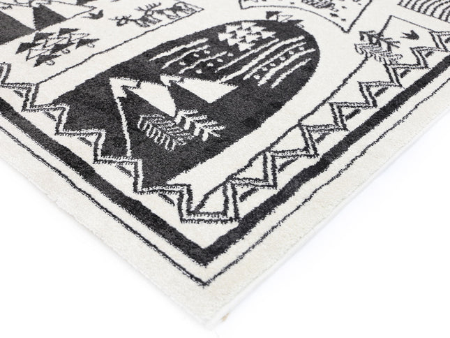 Piccolo Black and White Kids Camping Adventure Kids Rug