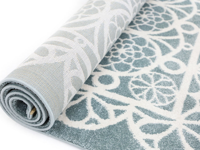 Piccolo Aqua White Doily Kids Rug
