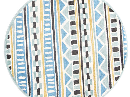 Piccolo Blue and Yellow Tribal Kids Round Rug