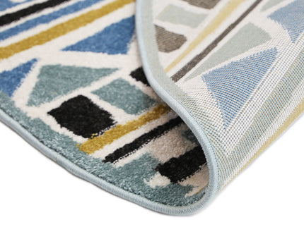 Piccolo Blue and Yellow Tribal Kids Round Rug