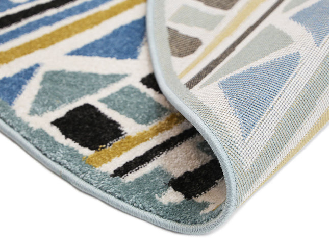 Piccolo Blue and Yellow Tribal Kids Round Rug