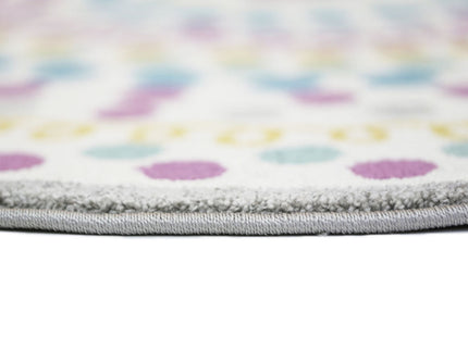 Piccolo Multi Colour and Pink Polka Dot Love Heart Kids Round Rug