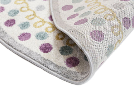 Piccolo Multi Colour and Pink Polka Dot Love Heart Kids Round Rug