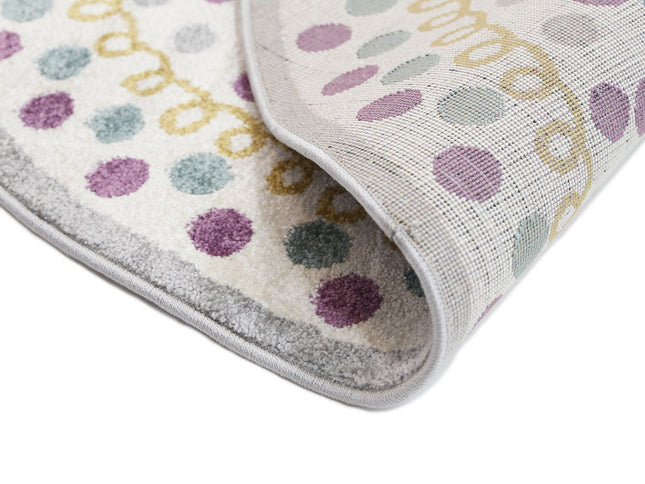 Piccolo Multi Colour and Pink Polka Dot Love Heart Kids Round Rug