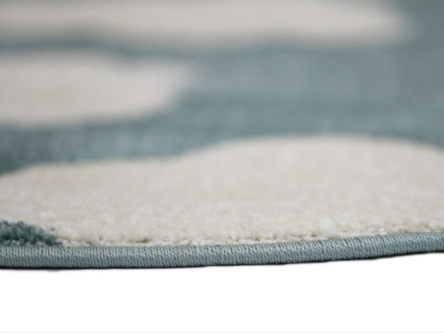 Piccolo Aqua White Cloud Kids Round Rug