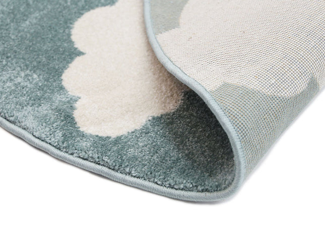 Piccolo Aqua White Cloud Kids Round Rug