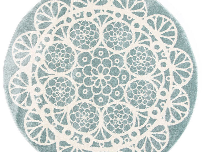 Piccolo Aqua White Doily Kids Round Rug