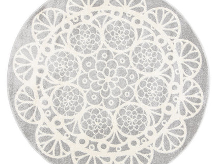 Piccolo Grey and White Doily Kids Round Rug