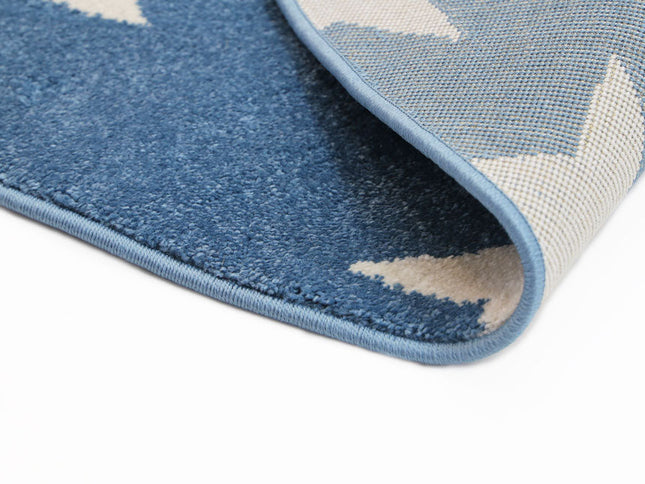 Piccolo Blue and White Stars Kids Round Rug